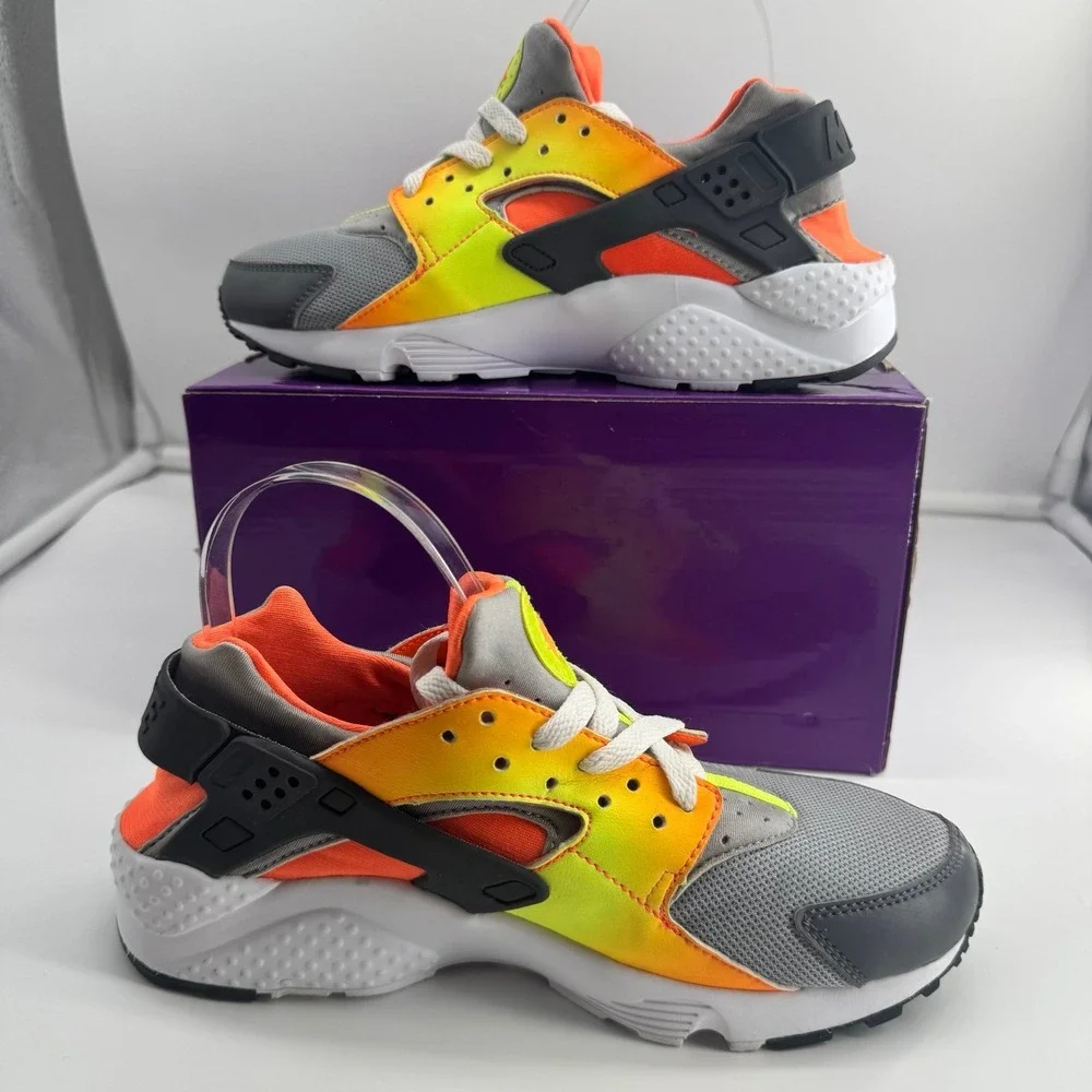 Nike Air Huarache Run Print GS Total Orange Dark Grey Volt 704943-800 Size 6.5Y